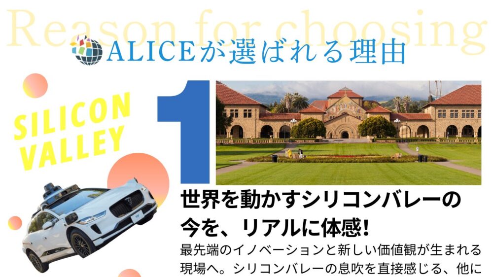 ALICEが選ばれる理由
世界を動かすSシリコンバレー